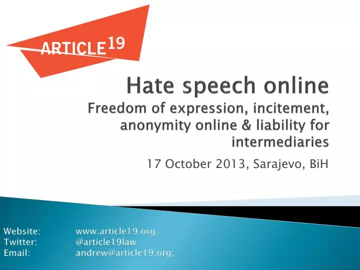 hate speech online freedom of e xpression incitement anonymity online liability for intermediaries