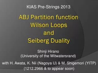 ABJ Partition function Wilson Loops and Seiberg Duality