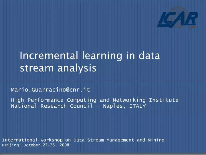 incremental learning in data stream analysis