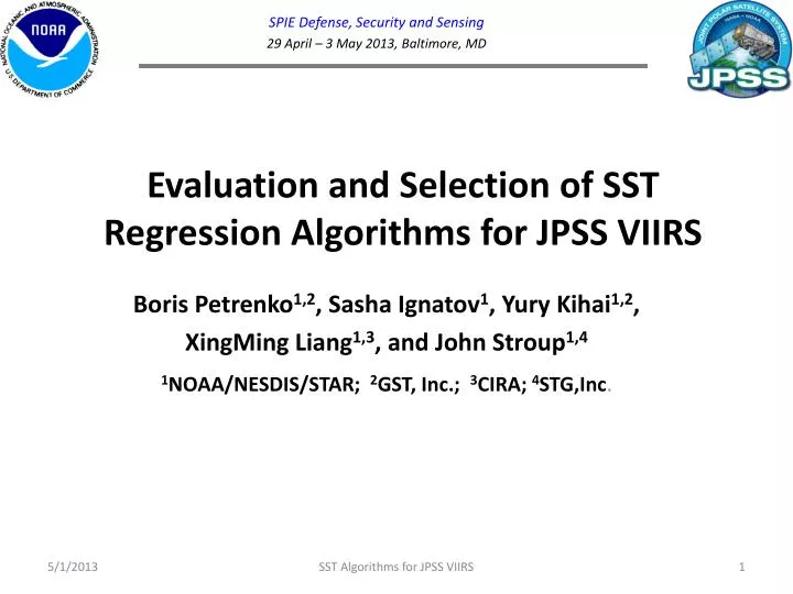 evaluation and selection of sst regression algorithms for jpss viirs