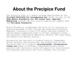 About the Precipice Fund