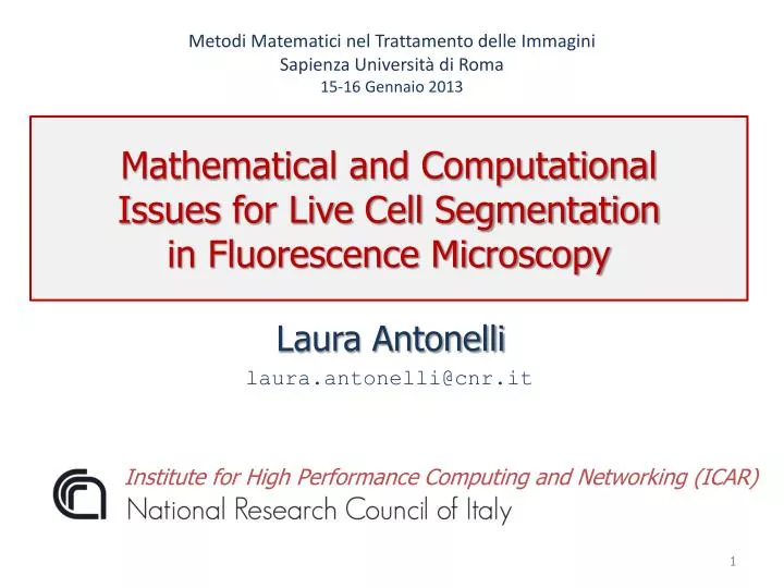 mathematical and computational issues for live cell segmentation in fluorescence microscopy
