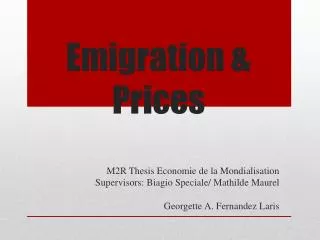 Emigration &amp; Prices