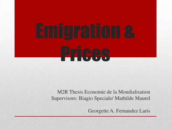 emigration prices