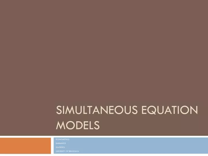 simultaneous equation models