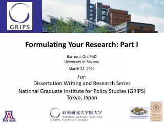 Formulating Your Research: Part I