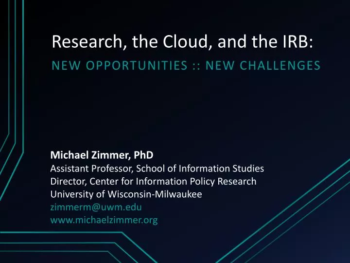 research the cloud and the irb