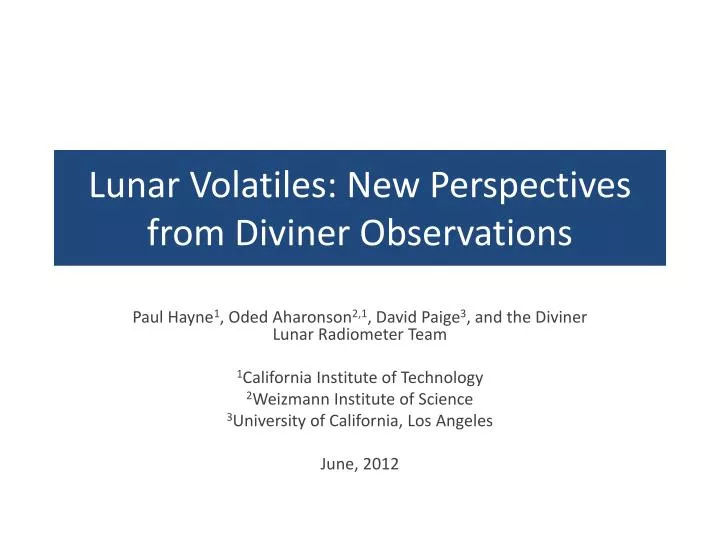 lunar volatiles new perspectives from diviner observations
