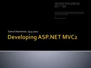 Developing ASP.NET MVC2