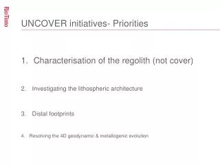 UNCOVER initiatives- Priorities