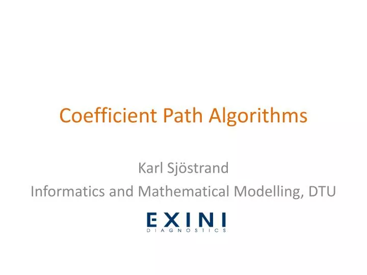 coefficient path algorithms