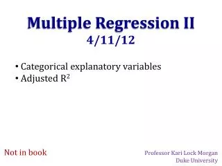 Multiple Regression II 4/11/12