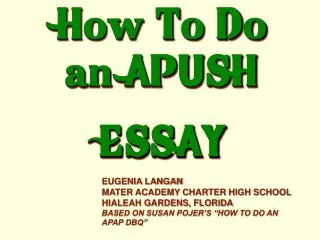 How To Do an APUSH ESSAY