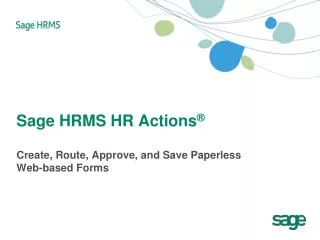 Sage HRMS HR Actions ®