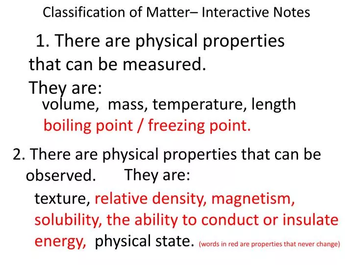 classification of matter interactive notes