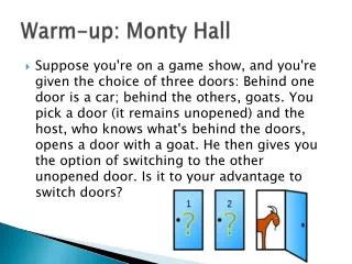 Warm-up: Monty Hall