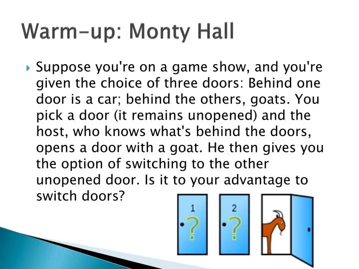 warm up monty hall