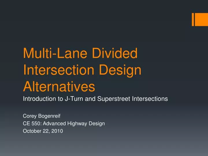 multi lane divided intersection design alternatives