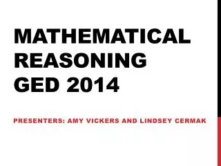 Mathematical Reasoning GED 2014