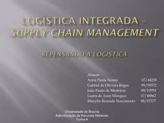 log stica integrada supply chain management repensando a log stica