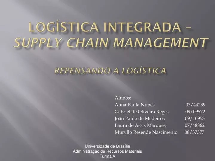 log stica integrada supply chain management repensando a log stica
