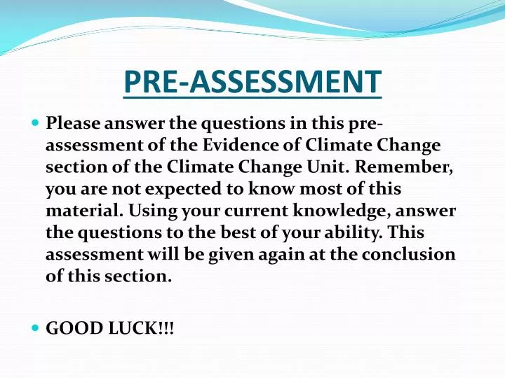 pre assessment