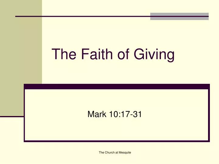 the faith of giving