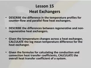Lesson 15 Heat Exchangers