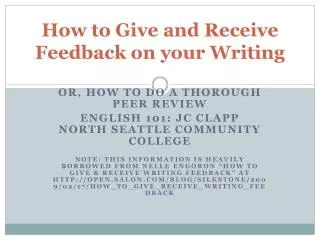 How to Give and Receive Feedback on your Writing