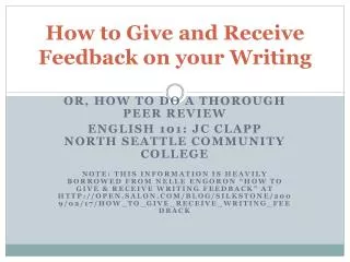 how to give and receive feedback on your writing