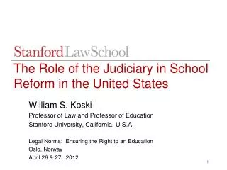 The Role of the Judiciary in School Reform in the United States