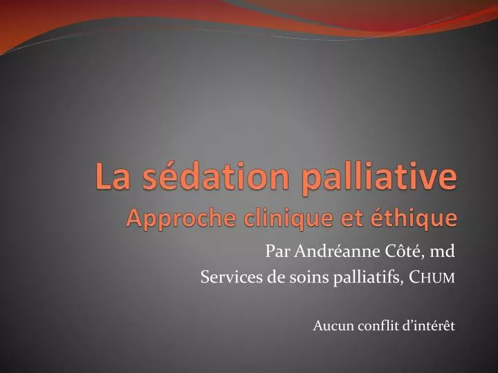 la s dation palliative approche clinique et thique