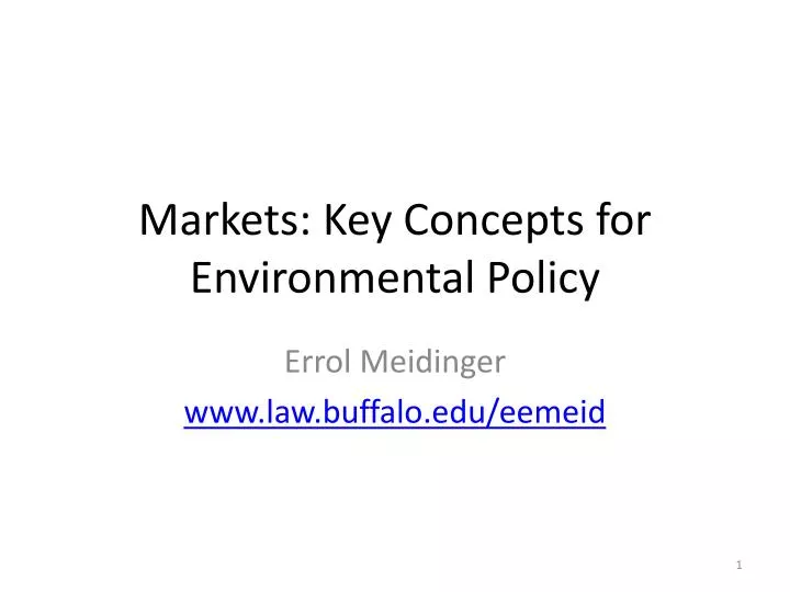 markets key concepts for environmental policy