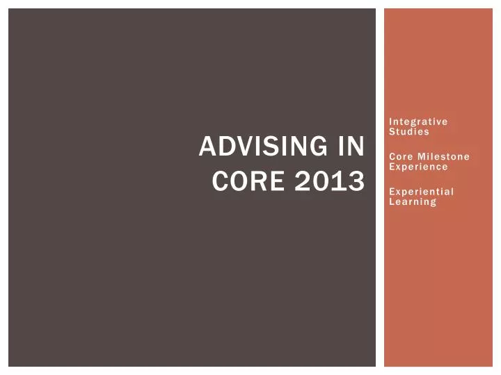 advising in core 2013