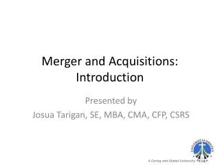 Merger and Acquisitions: Introduction