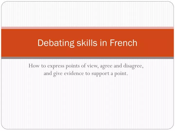 debating skills in french