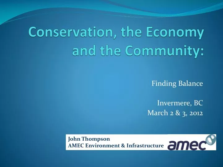 conservation the economy and the community