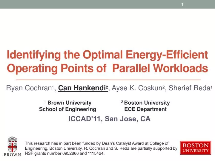 identifying the optimal energy efficient operating points of parallel workloads