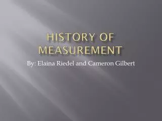 History Of Measurement