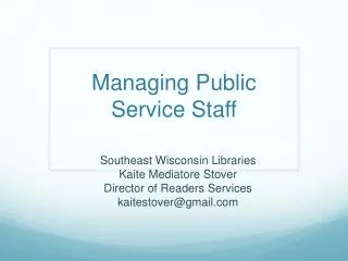 Managing Public Service Staff