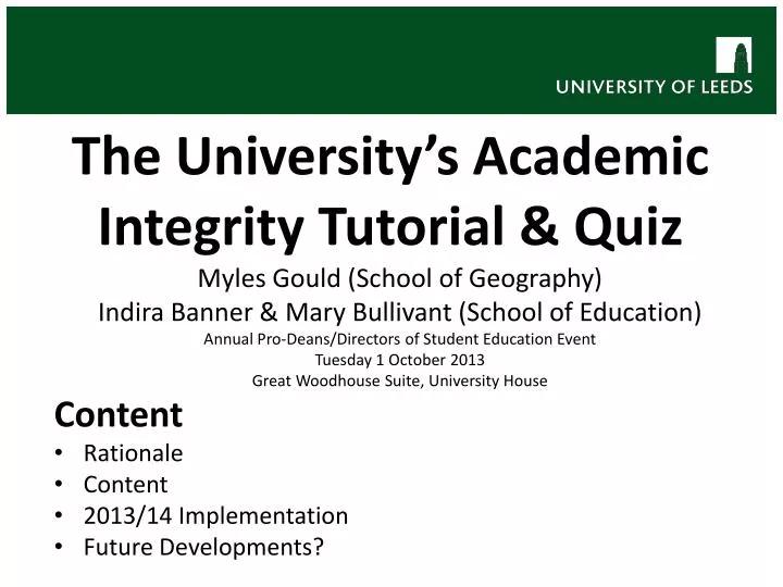 the university s academic integrity tutorial quiz