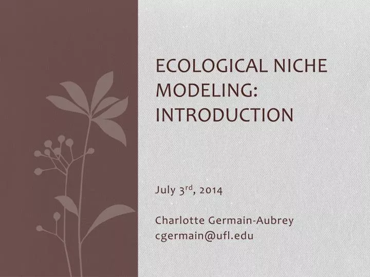 ecological niche modeling introduction