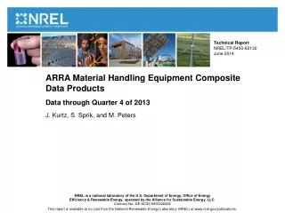 ARRA Material Handling Equipment Composite Data Products Data through Quarter 4 of 2013