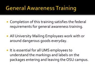 General Awareness Training