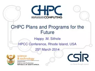 CHPC Plans and Programs for the Future