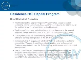 Residence Hall Capital Program