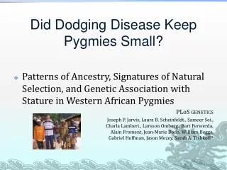 Did Dodging Disease Keep Pygmies Small?