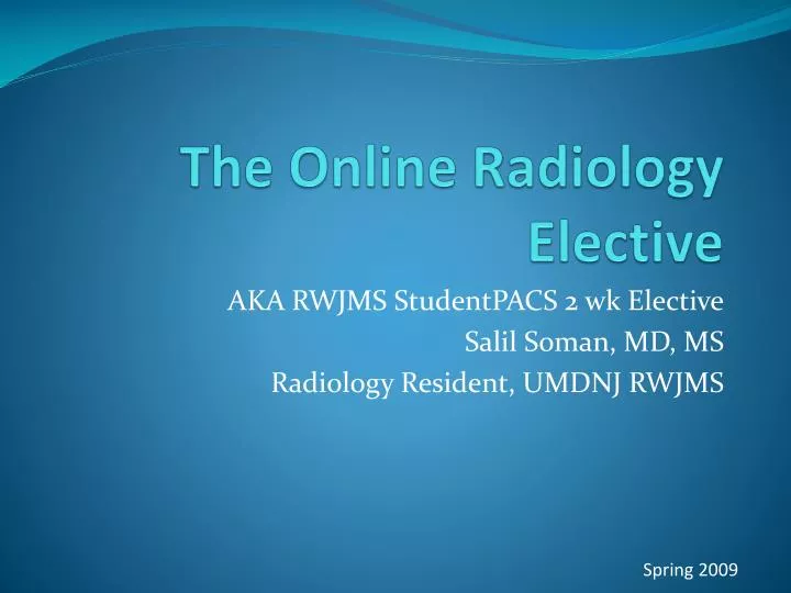 the online radiology elective