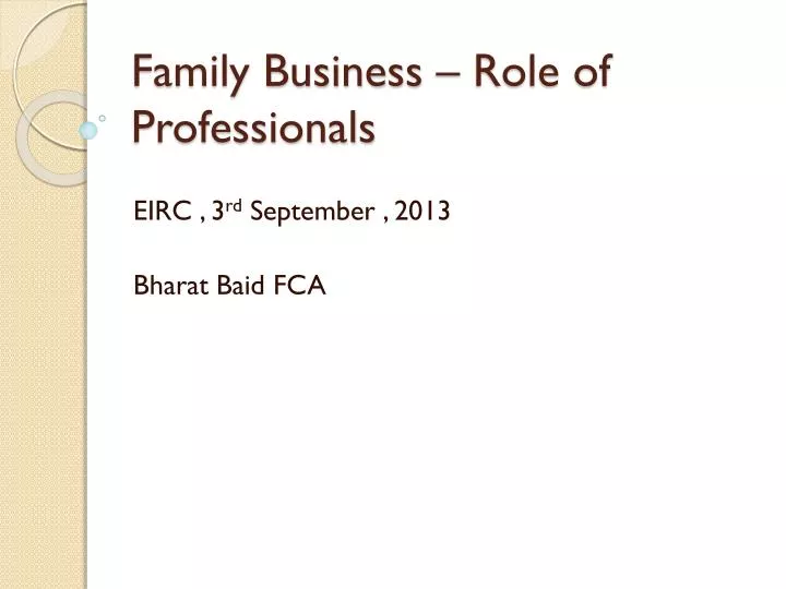 family business role of professionals