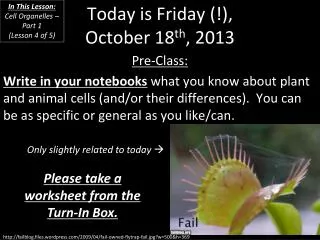 Today is Friday (!), October 18 th , 2013
